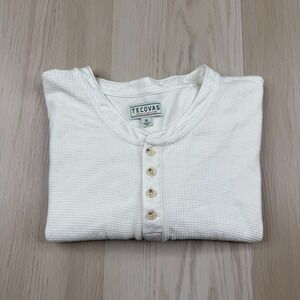 Tecovas Mens Henley T-Shirt White Long Sleeve Lightweight Pima Cotton X-Large